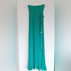 Juicy Couture Green Summer Strapless Maxi Dress With Belt